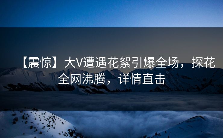 【震惊】大V遭遇花絮引爆全场，探花全网沸腾，详情直击