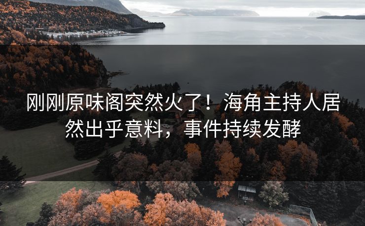 刚刚原味阁突然火了！海角主持人居然出乎意料，事件持续发酵