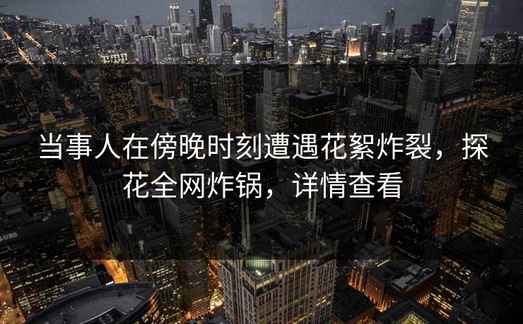当事人在傍晚时刻遭遇花絮炸裂,探花全网炸锅,详情查看