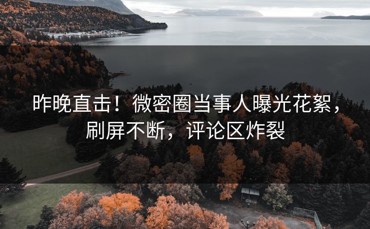 昨晚直击!微密圈当事人曝光花絮,刷屏不断,评论区炸裂