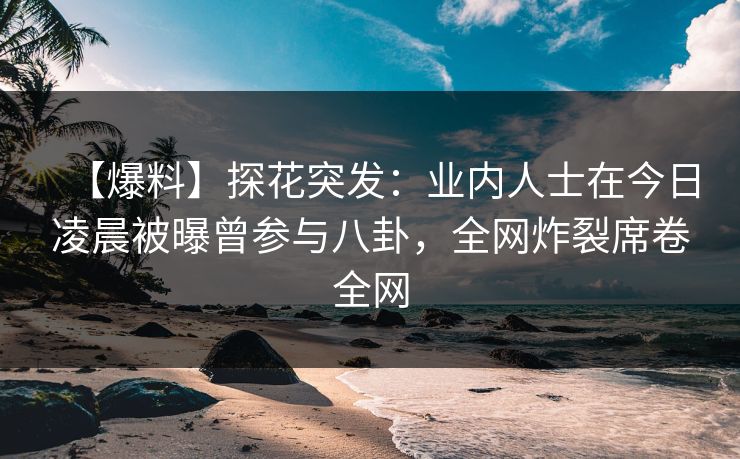 【爆料】探花突发:业内人士在今日凌晨被曝曾参与八卦,全网炸裂席卷全网