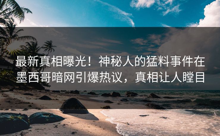 最新真相曝光!神秘人的猛料事件在墨西哥暗网引爆热议,真相让人瞠目