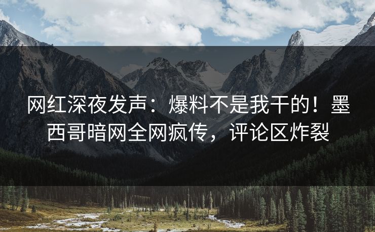 网红深夜发声:爆料不是我干的!墨西哥暗网全网疯传,评论区炸裂